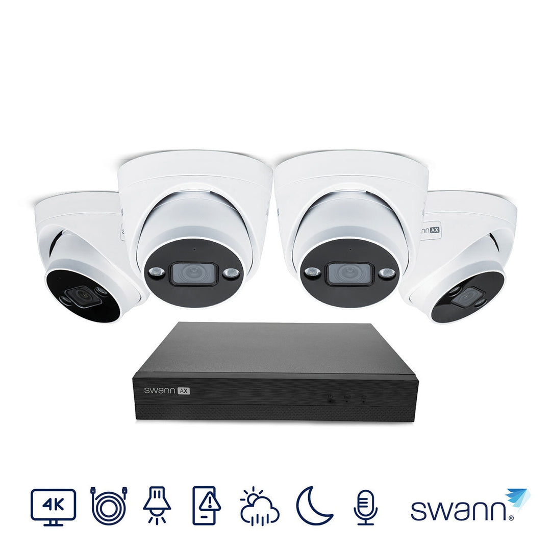 Swann 4K NVR 8 x Channel / 4 x NHD-ADVANXB Dome Cameras with 1TB HDD SWNVK-8ADVANX4D-EU