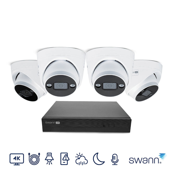 Swann 4K NVR 8 x Channel / 4 x NHD-ADVANXB Dome Cameras with 1TB HDD SWNVK-8ADVANX4D-EU