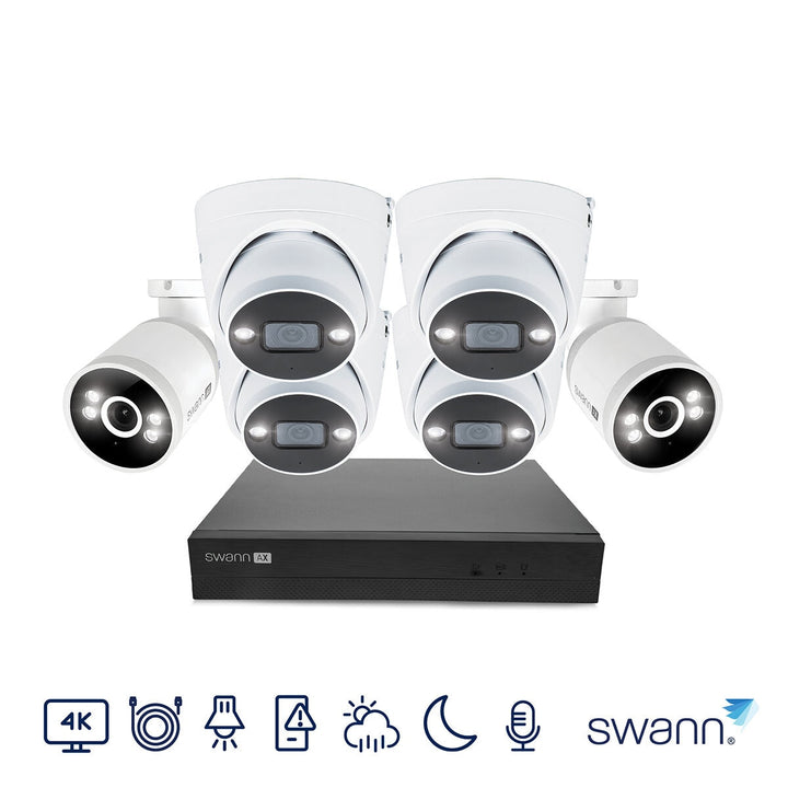 Swann 4K NVR 8 x Channel / 4 x NHD-ADVANCXD Dome & 2 x NHD-ADVANCXB Bullet Cam 1TB HDD