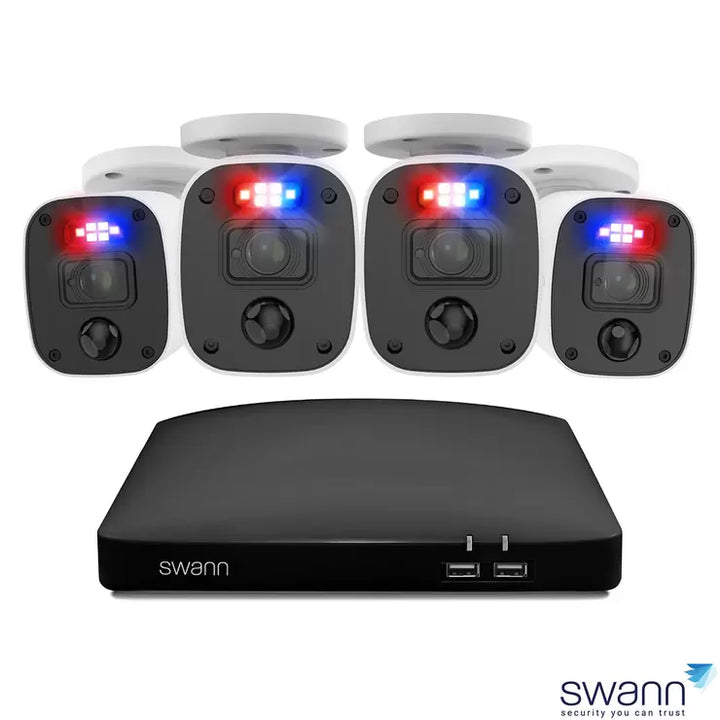 Swann 4MP (2K) DVR 8 x Channel / 4 x PRO-2KMQB Bullet Cameras with 1TB HDD, SWDVK-8468042KMQB-EU