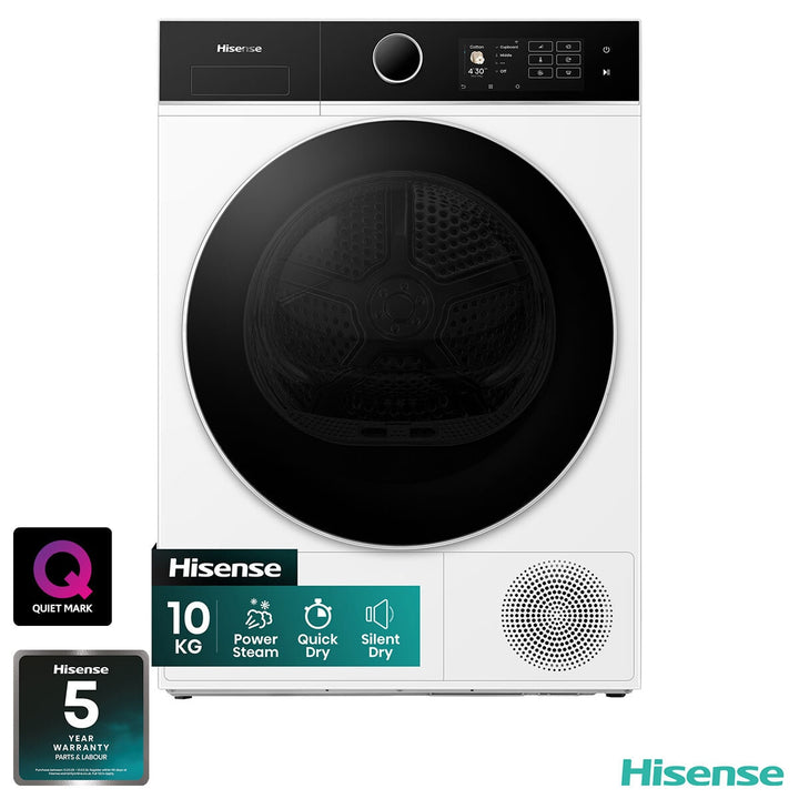 Hisense KitchenFit 5i Series DH5i104BWAB, 10kg Heat Pump Dryer, A+++ Rated in White