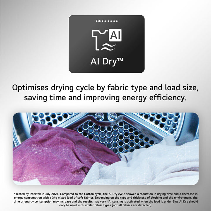 LG RHX7010TWB, 10kg Heat Pump Tumble Dryer, A+++ Rated in White