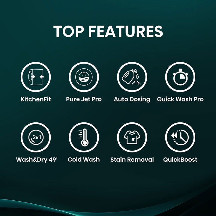 Hisense KitchenFit 5i Series WD5I1245BBR, 12kg/ 8kg Washer Dryer, D Rated in Black