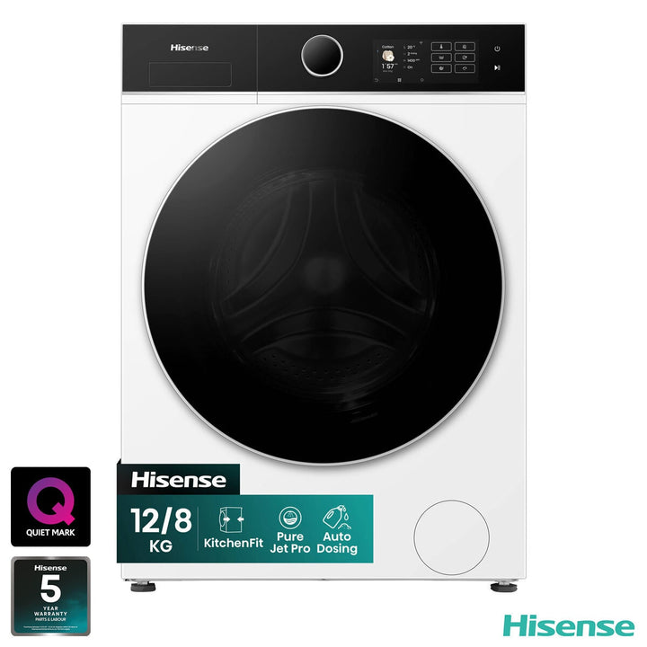Hisense KitchenFit 5i Series WD5I1245BWR, 12kg/ 8kg Washer Dryer, D Rated in White