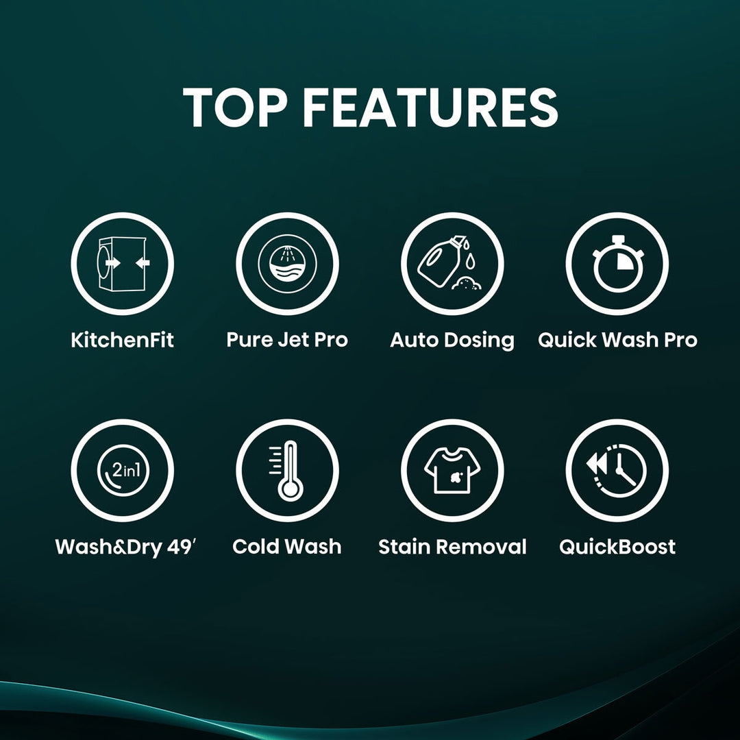 Hisense KitchenFit 5i Series WD5I1245BWR, 12kg/ 8kg Washer Dryer, D Rated in White