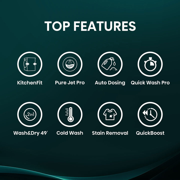 Hisense KitchenFit 5i Series WD5I1245BWR, 12kg/ 8kg Washer Dryer, D Rated in White