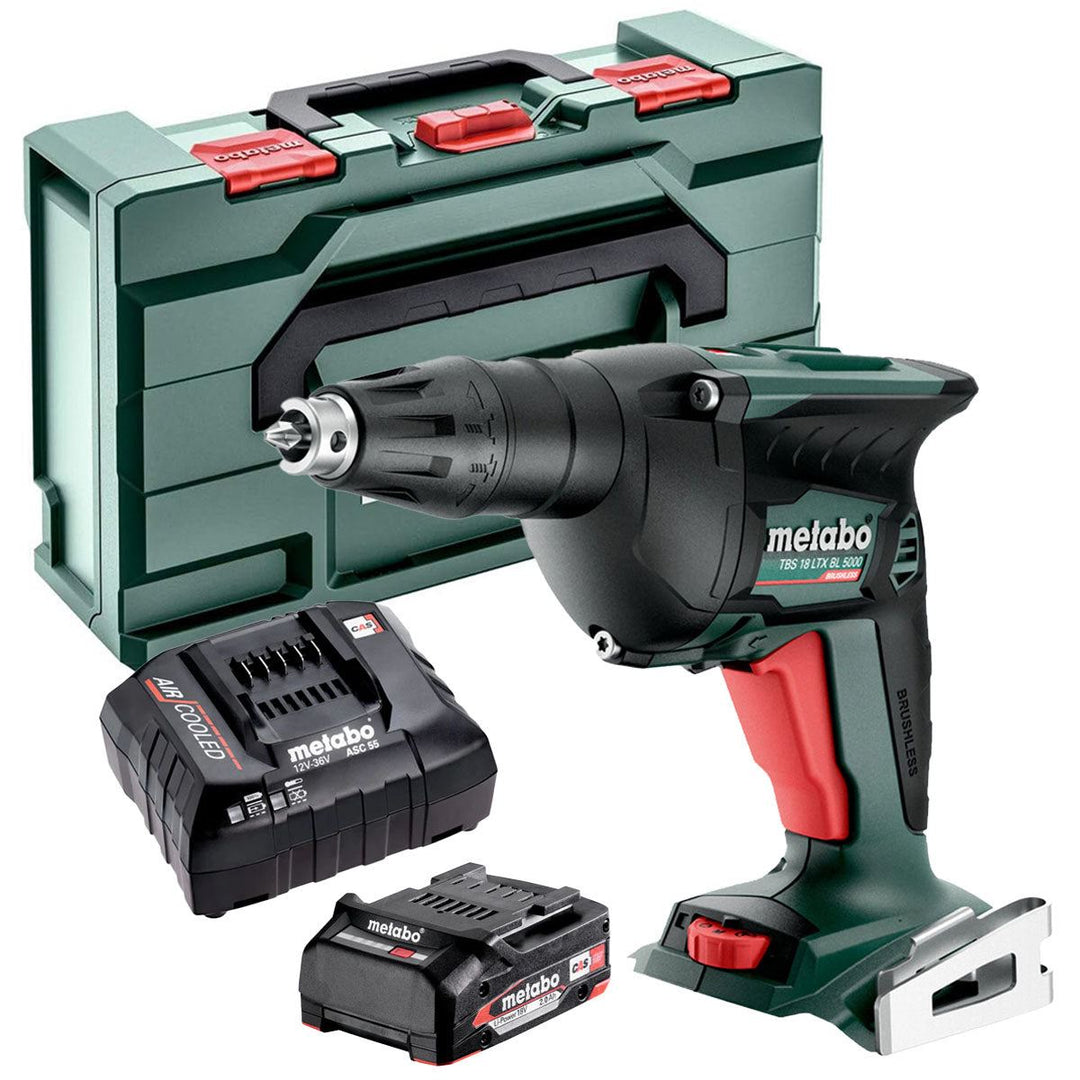 Metabo TBS 18 LTX BL 5000 18V Brushless Drywall Screwdriver with 1 x 2.0Ah Battery Charger & Metabox