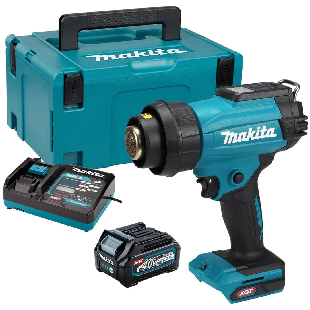 Makita HG001GZ02 40V Max XGT Heat Gun with 1 x 2.5Ah Battery Charger &amp; Case