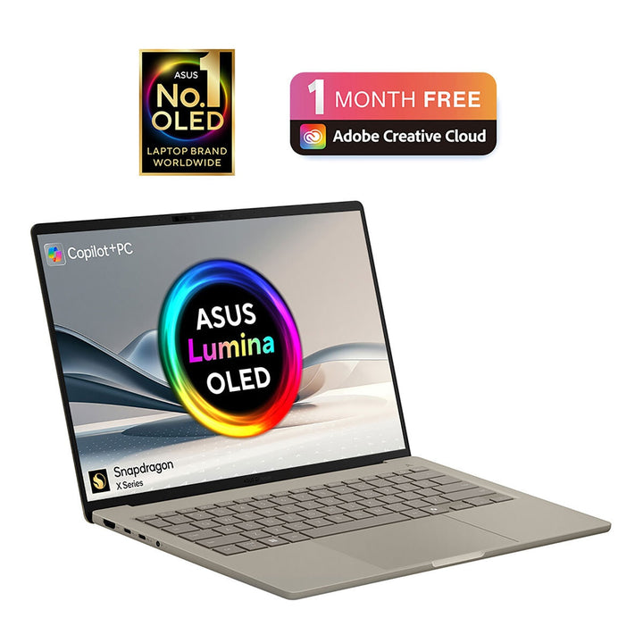 ASUS Zenbook A14 Copilot+ PC, Snapdragon X, 16GB RAM, 1TB SSD, 14 Inch OLED Laptop, UX3407QA-QD244W