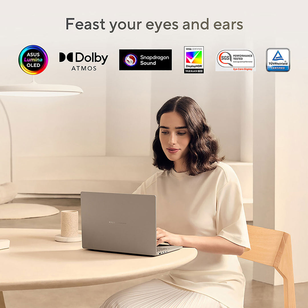 ASUS Zenbook A14 Copilot+ PC, Snapdragon X, 16GB RAM, 1TB SSD, 14 Inch OLED Laptop, UX3407QA-QD244W