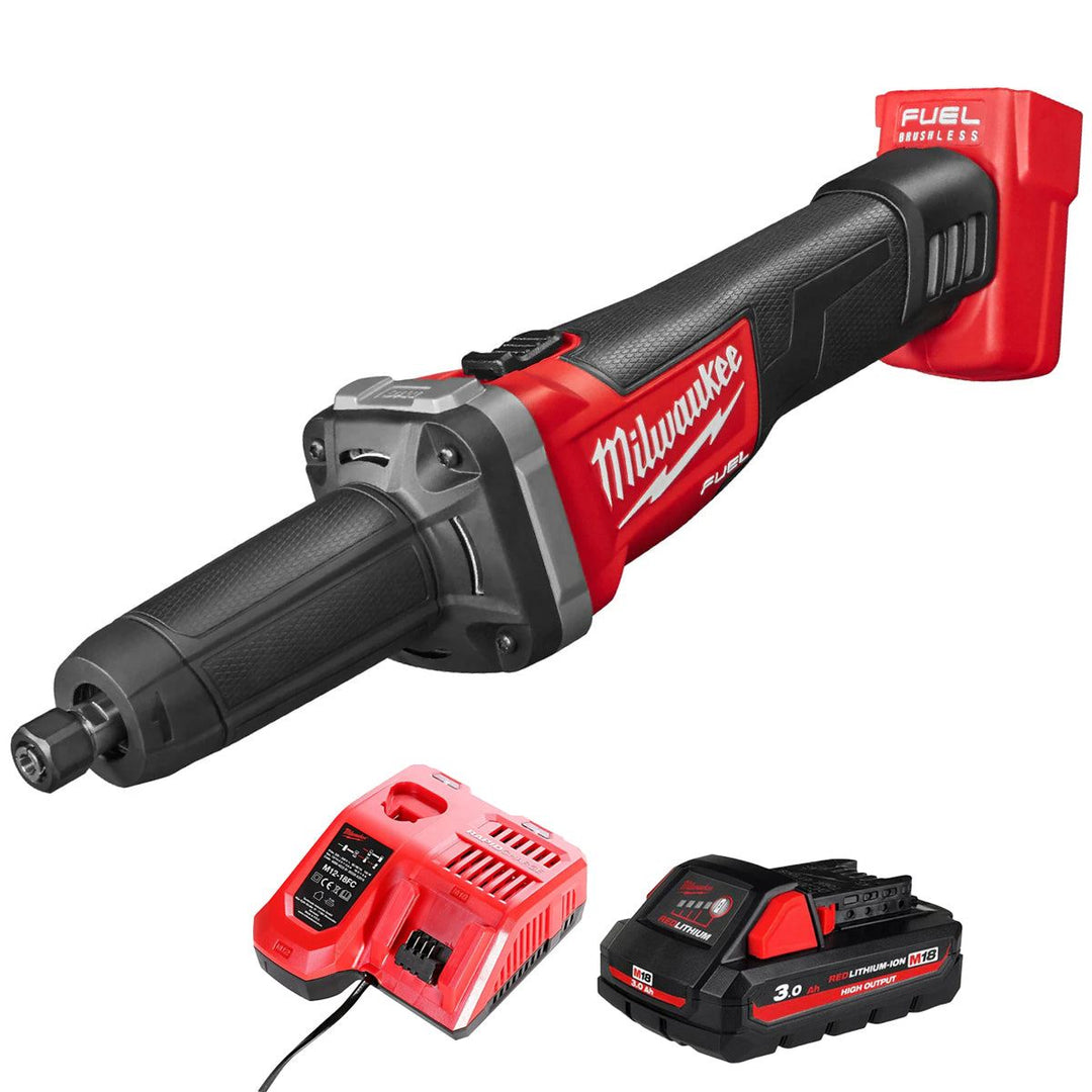 Milwaukee M18FDGRB-0 18V Brushless Braking Die Grinder with 1 x 3.0Ah Battery & Charger