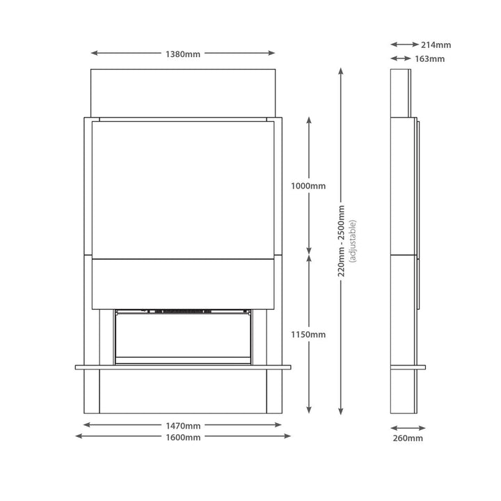 Flare Oxton Wall Mounted Chimney Breast Fireplace Suite in White, 2kW