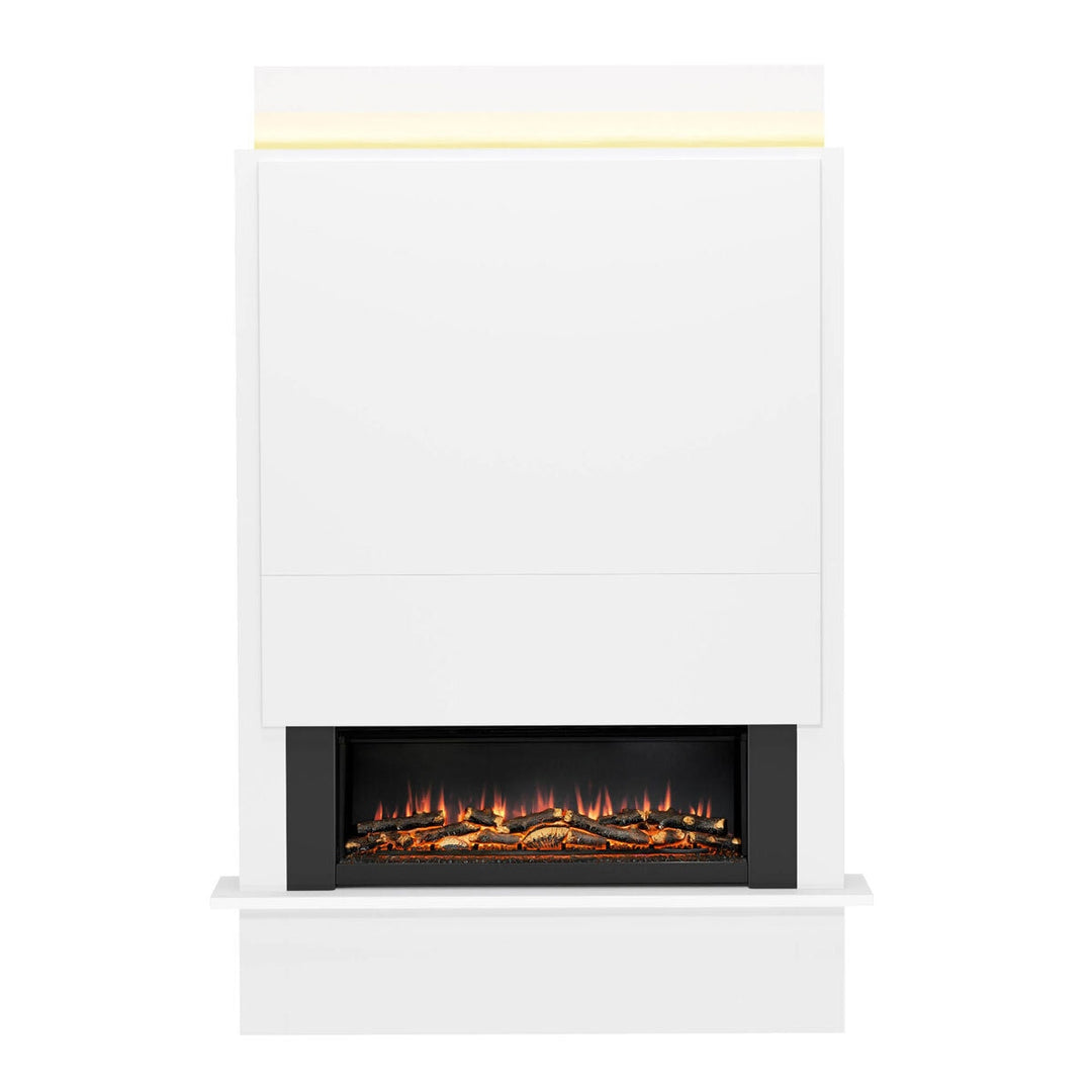 Flare Oxton Wall Mounted Chimney Breast Fireplace Suite in White, 2kW