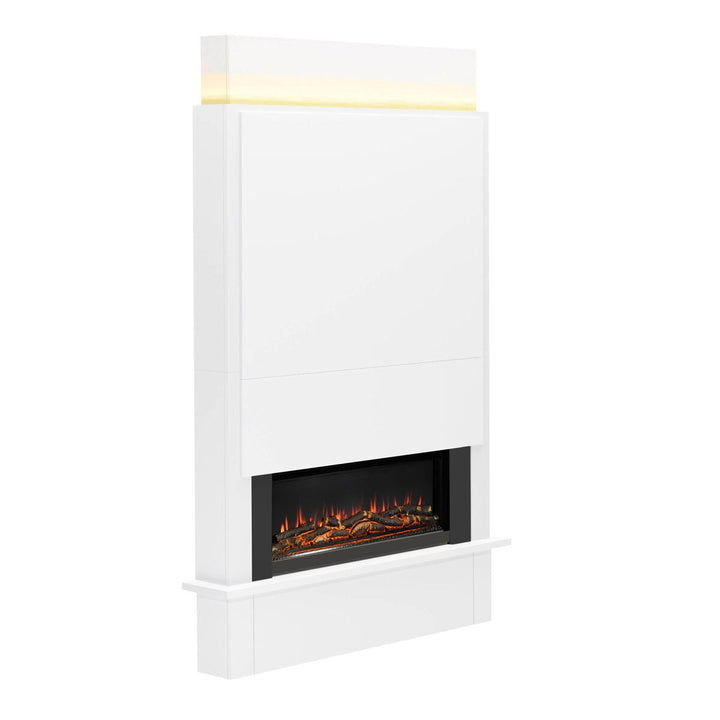 Flare Oxton Wall Mounted Chimney Breast Fireplace Suite in White, 2kW