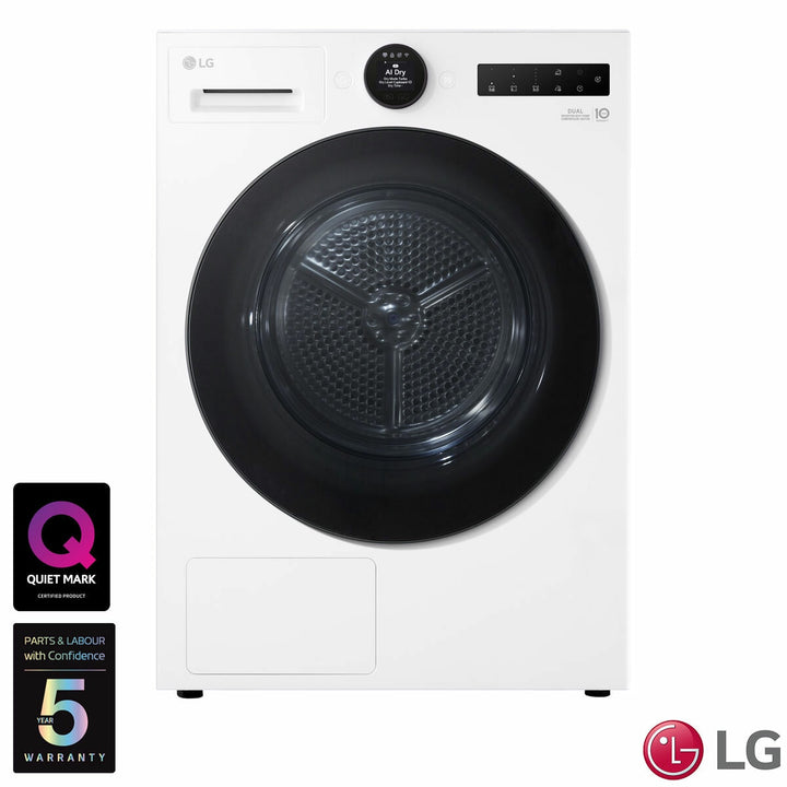 LG RHX7010TWB, 10kg Heat Pump Tumble Dryer, A+++ Rated in White