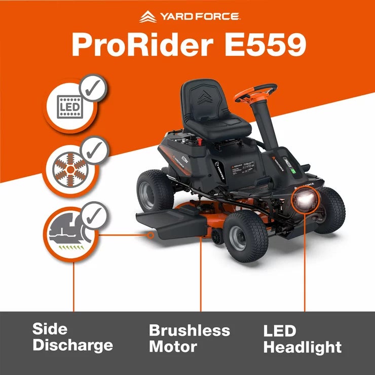 Yard Force ProRider E559 56V Ride-On Lawn Mower