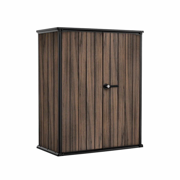 Keter Rosewood 4ft 6" x 2ft 4" (1.4 x 0.7m) 1,415 Litre Vertical Storage Shed with Shelves
