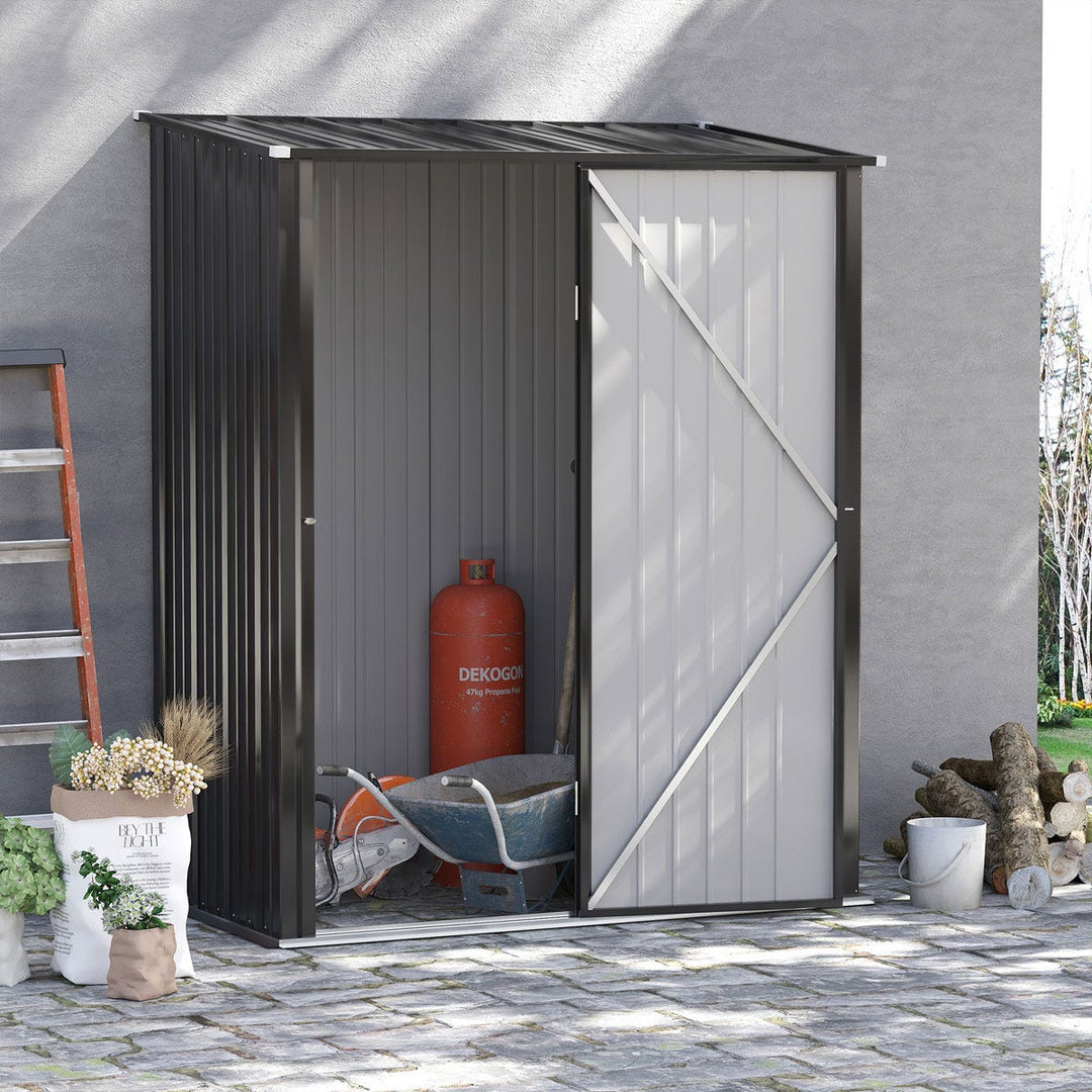 Outsunny 5ft x 3ft Outdoor Storage Shed, Garden Metal Storage Shed with Single Lockable Door - Charcoal Grey