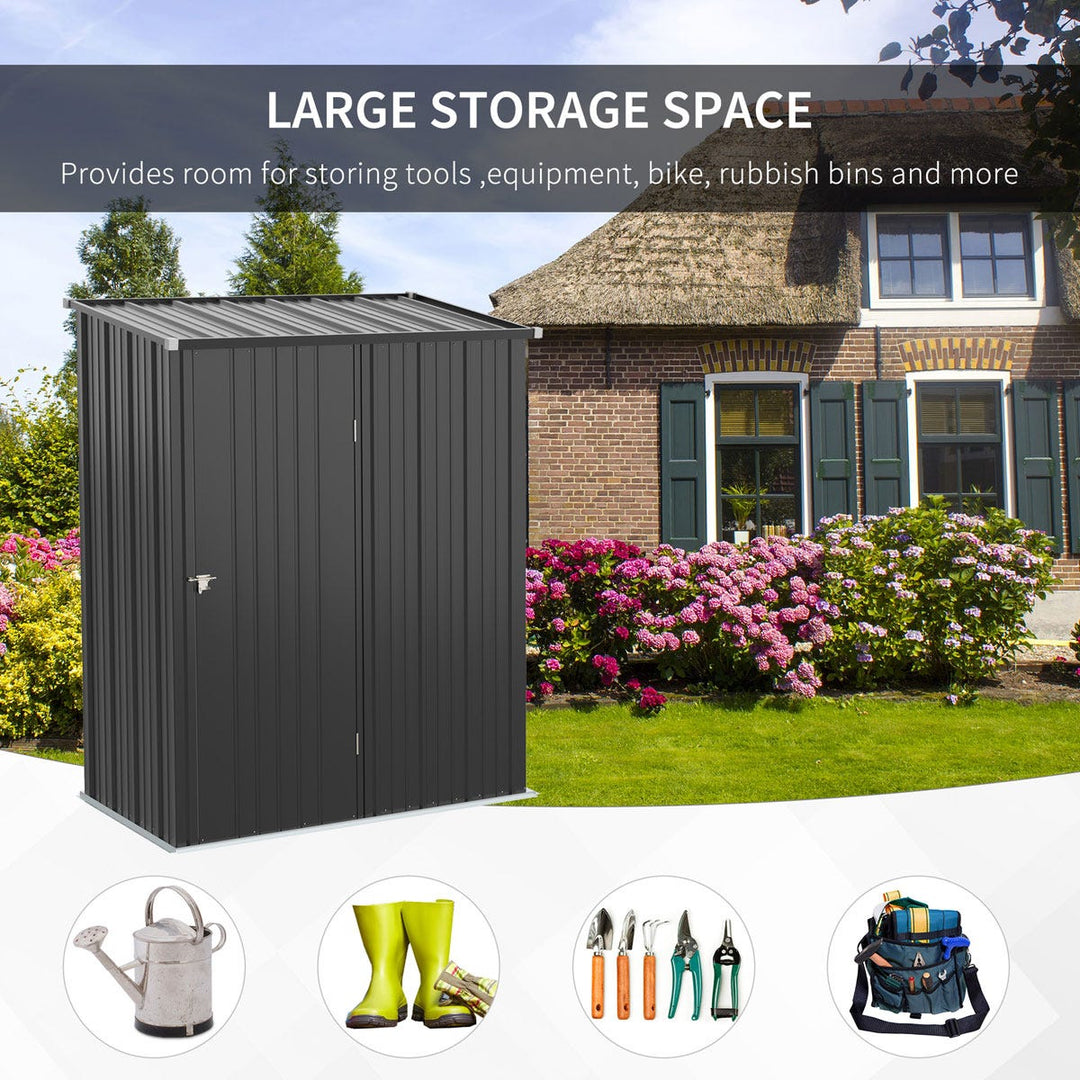 Outsunny 5ft x 3ft Outdoor Storage Shed, Garden Metal Storage Shed with Single Lockable Door - Charcoal Grey