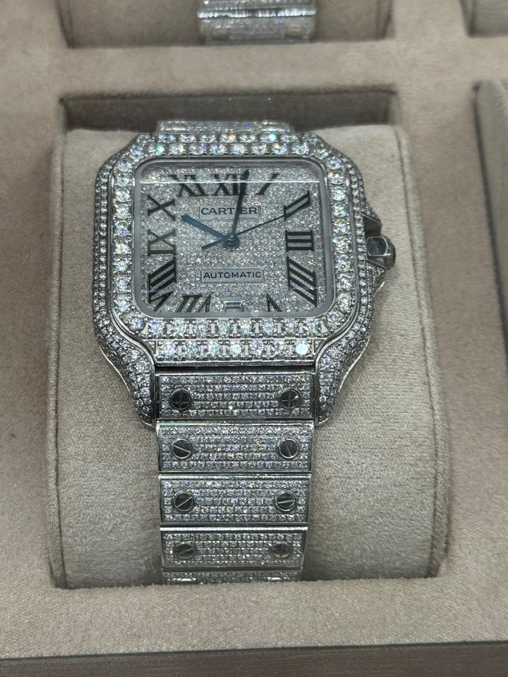 Cartier santos large 39mm -natural diamonds box and card AM