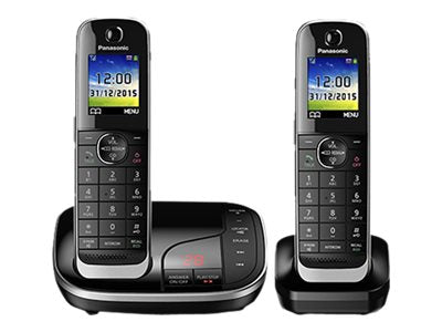 TieDex UK Panasonic KX-TGJ322EB - cordless phone - answering system with caller ID + additional handset - 3-way call capability