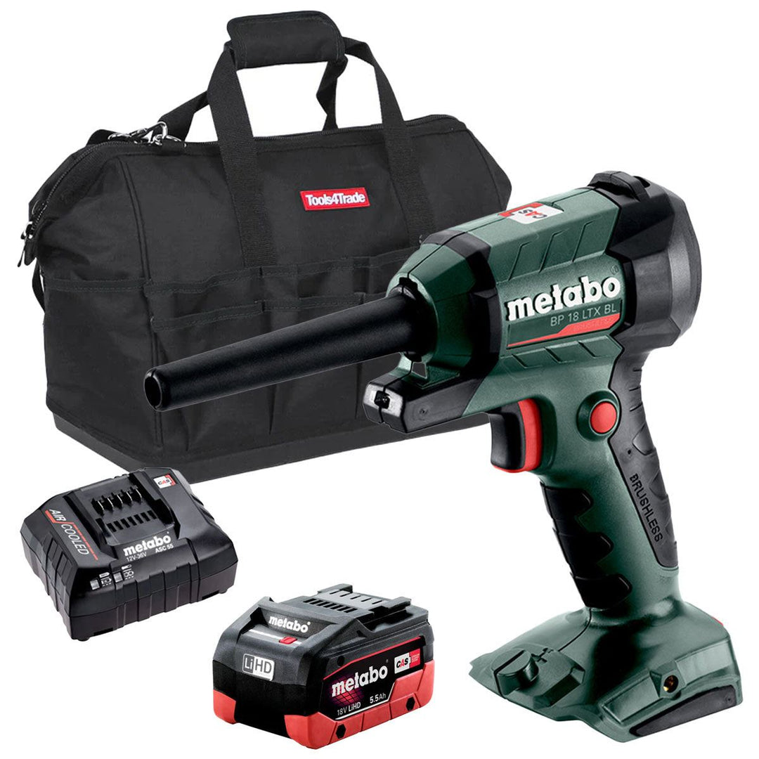 Metabo BP 18 LTX BL 18V Brushless Blower with 1 x 5.5Ah Battery Charger & Bag