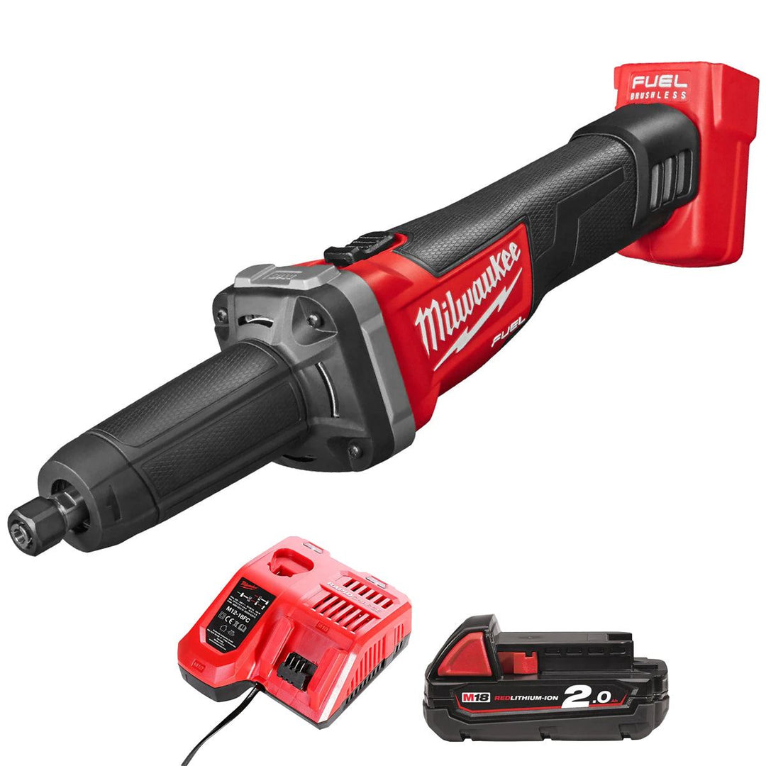 Milwaukee M18FDGRB-0 18V Brushless Braking Die Grinder with 1 x 2.0Ah Battery &amp; Charger