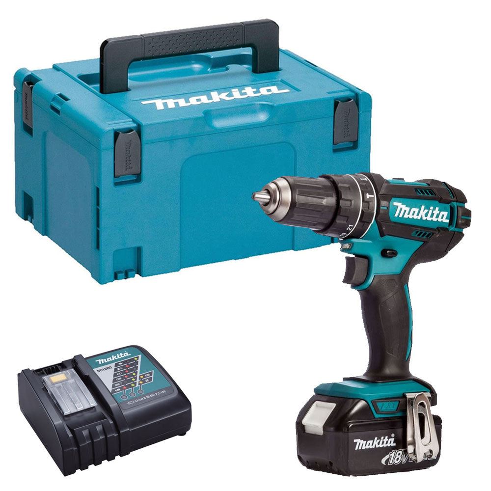 Makita DHP482Z 18V Combi Drill with 1 x 5.0Ah Battery Charger &amp; Type 3 Case
