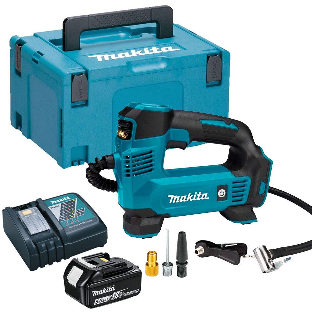Makita DMP180Z 18V Inflator Pump with 1 x 5.0Ah Battery Charger &amp; Type 3 Case