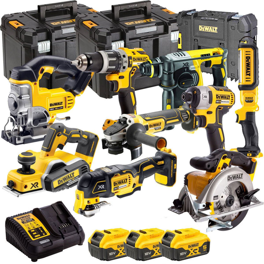 Dewalt 18V 9 Piece Power Tool Kit with 3 x 5.0Ah Battery & Charger T4TKIT-483