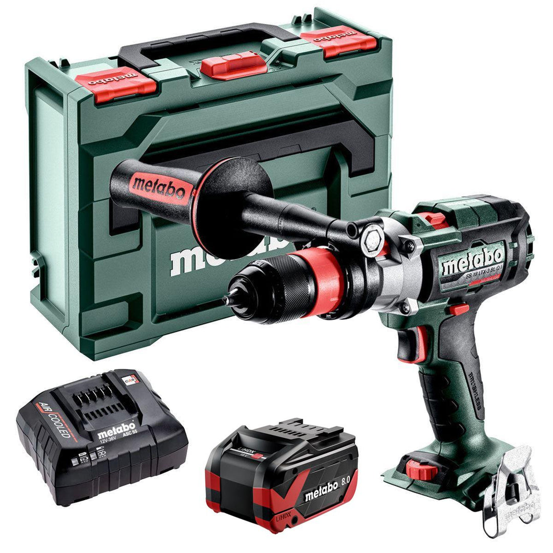 Metabo SB 18 LTX-3 BL Q I 18V Brushless Combi Drill with 1 x 8.0Ah Battery Charger & Metabox
