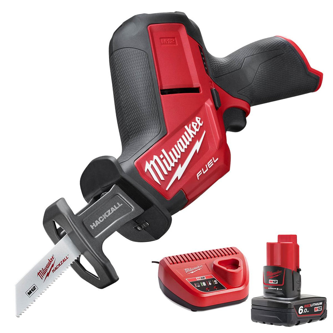 Milwaukee M12CHZ-0 12V Fuel Brushless HackZall Reciprocating Saw with 1 x 6.0Ah Battery & Charger
