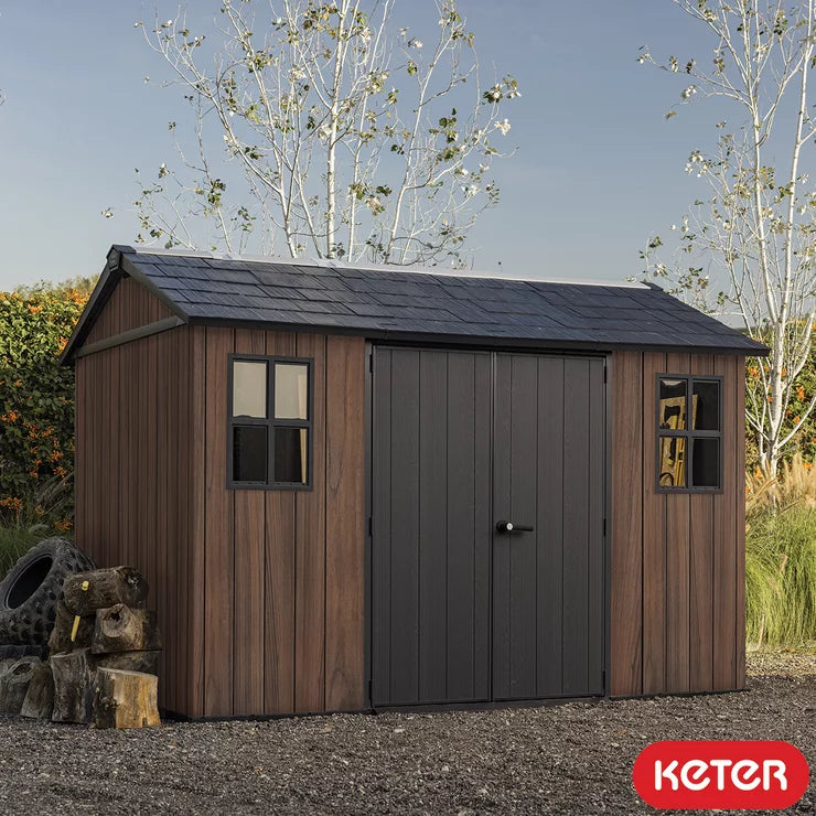 Keter Rosewood 11ft 5" x 7ft 6" (3.5 x 2.3m) Storage Shed with Side Entry