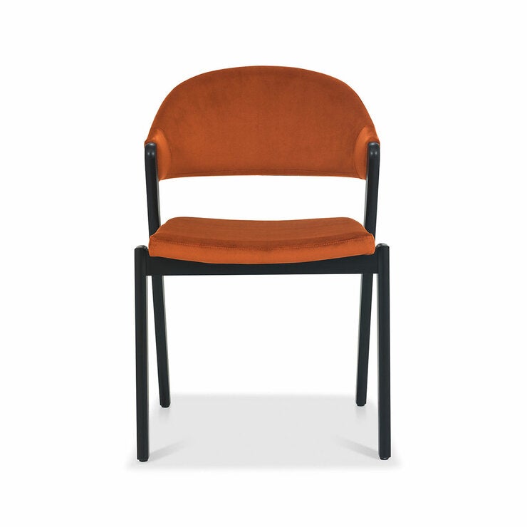 Bentley Designs Camden Peppercorn Rust Velvet Dining Chair, 2 Pack