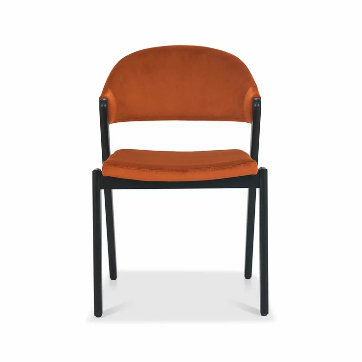Bentley Designs Camden Peppercorn Rust Velvet Dining Chair, 2 Pack