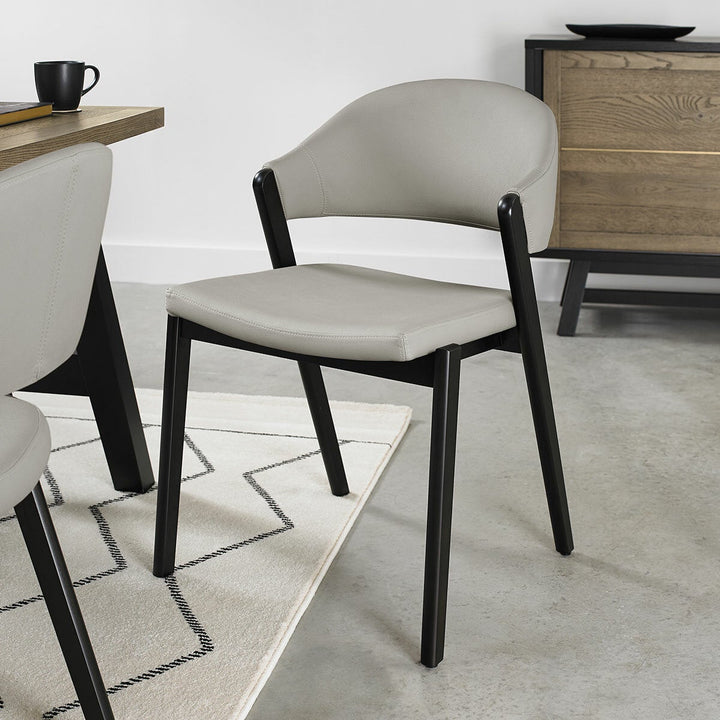 Bentley Designs Camden Peppercorn Light Grey Leather Dining Chair, 2 Pack