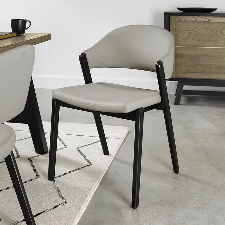 Bentley Designs Camden Peppercorn Light Grey Leather Dining Chair, 2 Pack