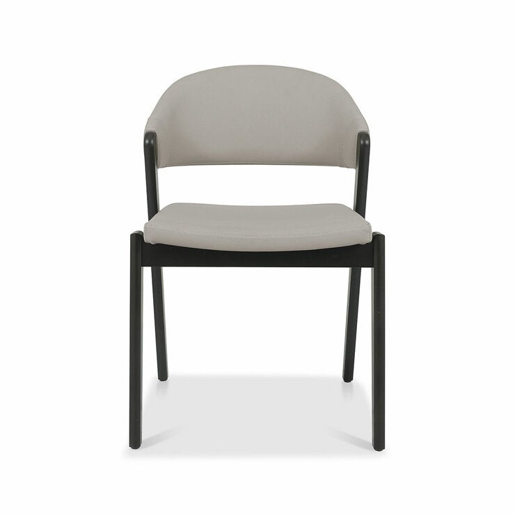 Bentley Designs Camden Peppercorn Light Grey Leather Dining Chair, 2 Pack