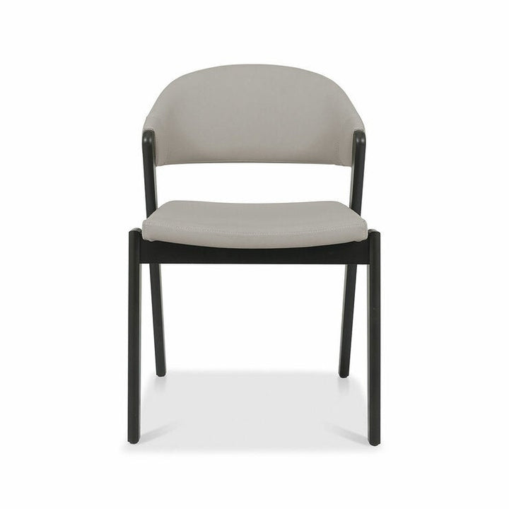 Bentley Designs Camden Peppercorn Light Grey Leather Dining Chair, 2 Pack