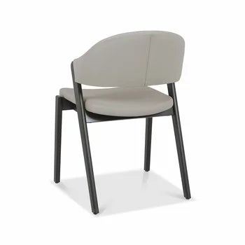 Bentley Designs Camden Peppercorn Light Grey Leather Dining Chair, 2 Pack