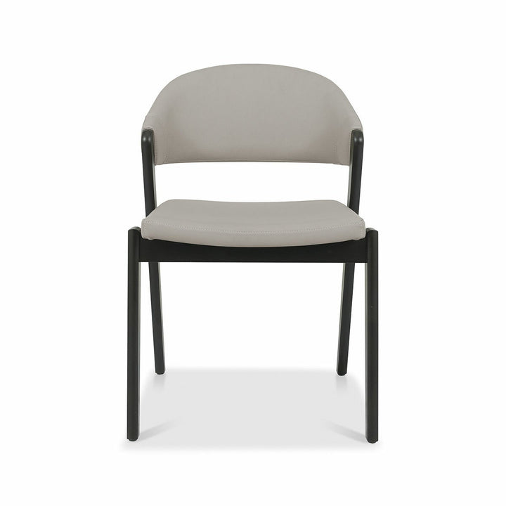 Bentley Designs Camden Peppercorn Light Grey Leather Dining Chair, 2 Pack