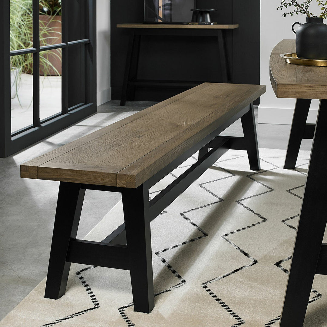 Bentley Designs Camden Weathered Oak &amp; Peppercorn Large Bench, 220cm