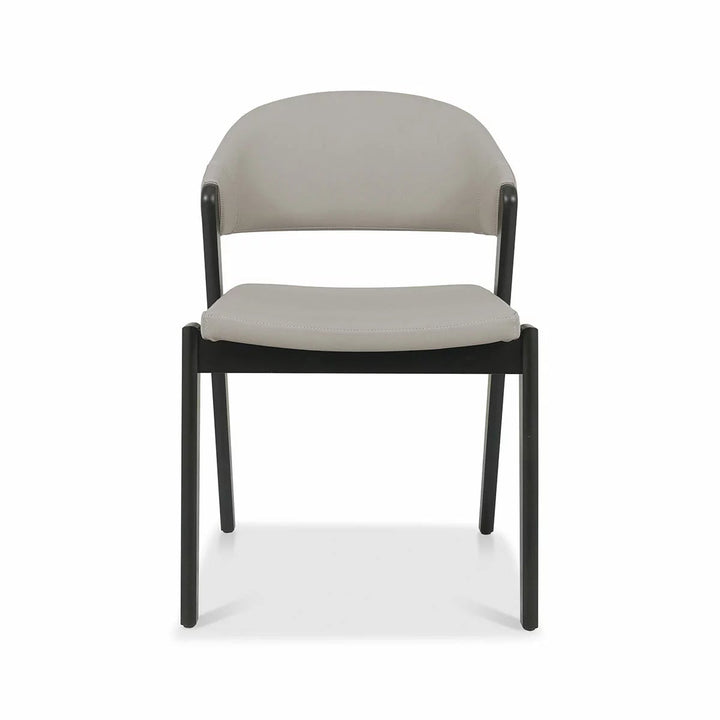 Bentley Designs Camden Peppercorn Light Grey Leather Dining Chair, 2 Pack
