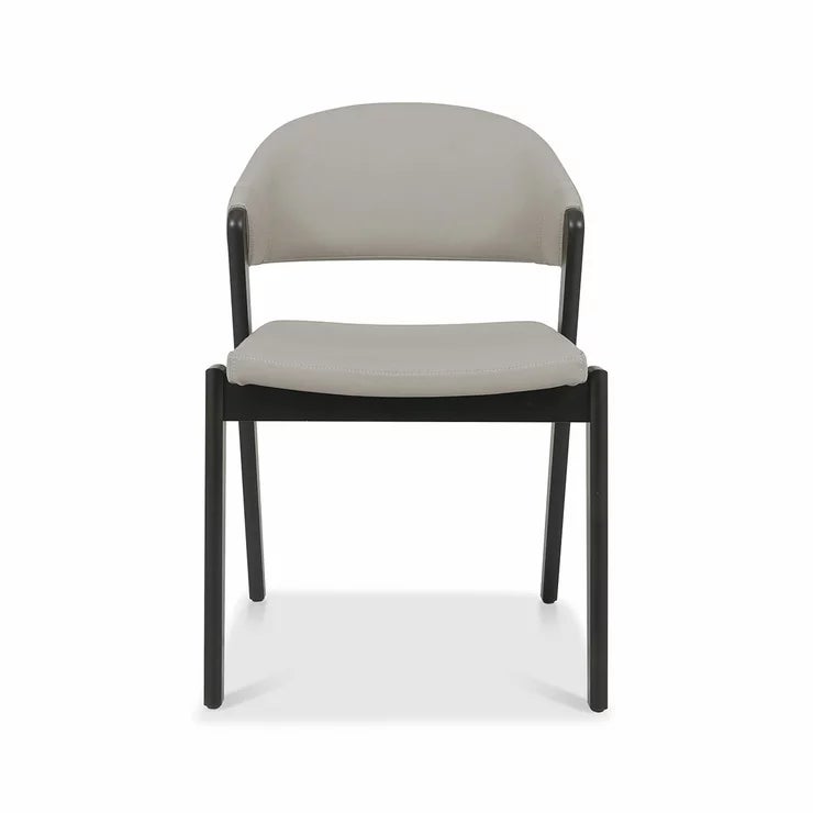Bentley Designs Camden Peppercorn Light Grey Leather Dining Chair, 2 Pack