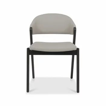 Bentley Designs Camden Peppercorn Light Grey Leather Dining Chair, 2 Pack