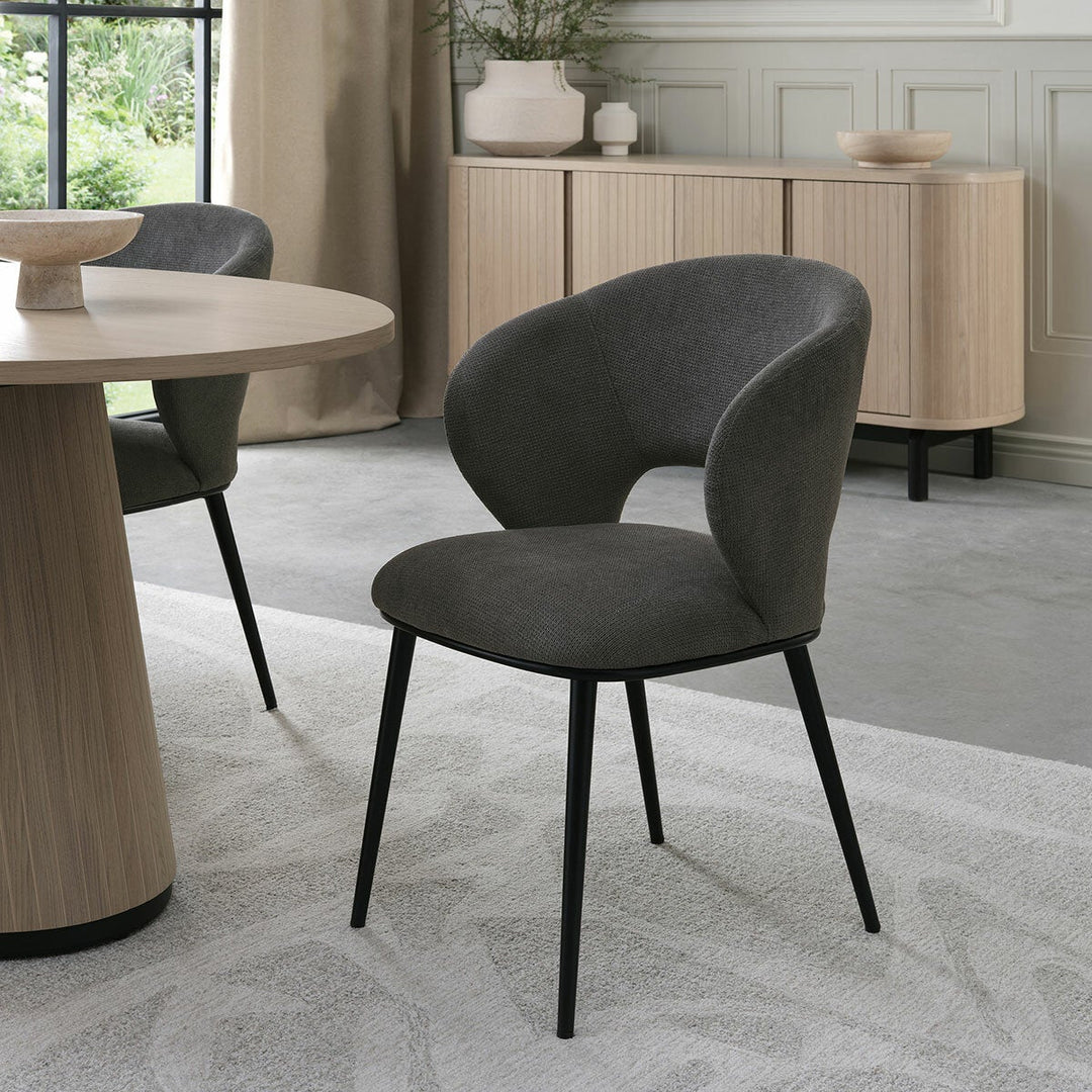 Bentley Designs Luca Grey Fabric Dining Chair, 2 Pack