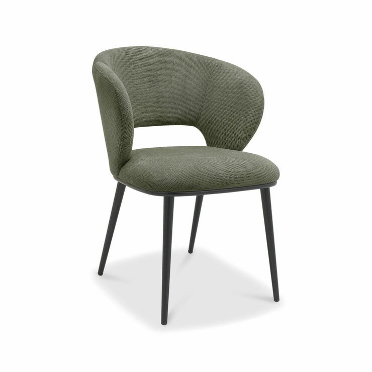 Bentley Designs Luca Green Fabric Dining Chair, 2 Pack