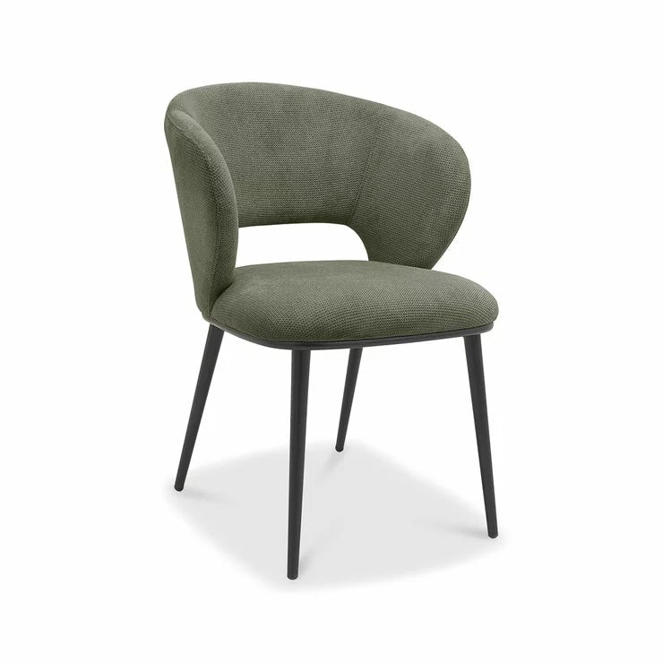 Bentley Designs Luca Green Fabric Dining Chair, 2 Pack