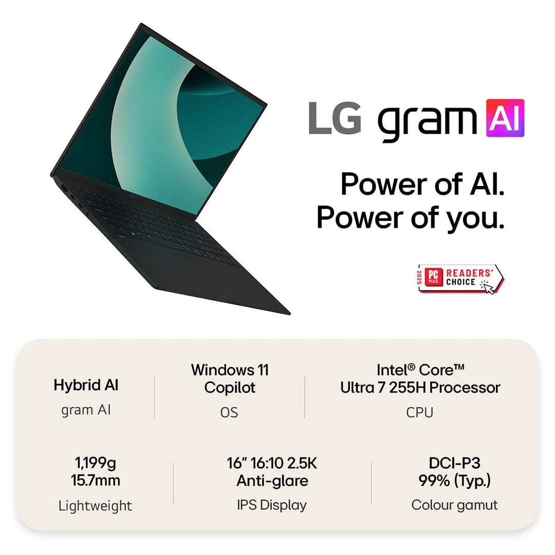 LG gram, Intel Core Ultra 7, 16GB RAM, 512GB SSD, 16 Inch Laptop, 16Z90T-G.AA75A11