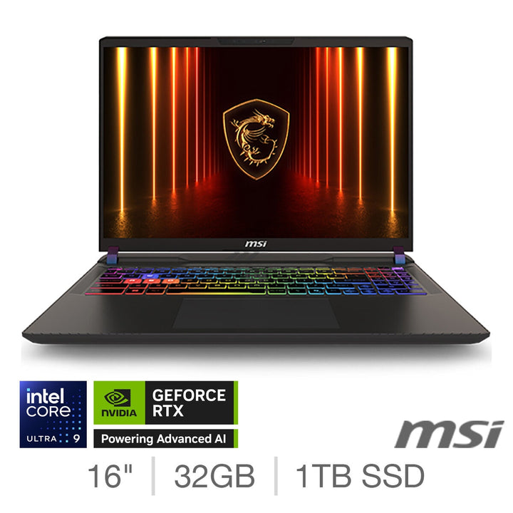 MSI Vector 16 HX AI A2XW, Intel Core Ultra 9, 32GB RAM, 1TB SSD, NVIDIA GeForce RTX 5080, 16 Inch Gaming Laptop, 9S7-15M352-006